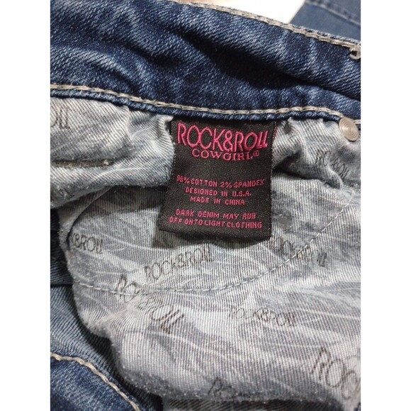 Rock & Roll Cowgirl Jeans Womens  31x34 High Rise Trouser Flare Medium Wash - Picture 9 of 14
